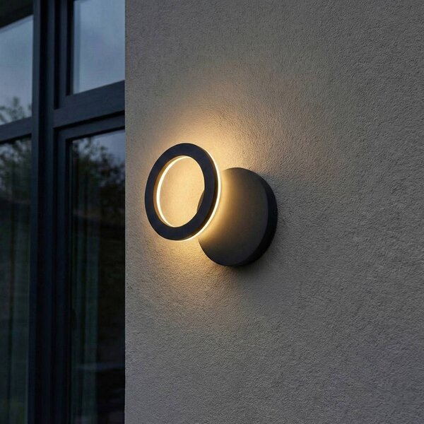 Applique da esterni a LED Ilveo Lindby, Nero, Soggiorno / Sala da pranzo, Alluminio, Moderno, Applique LED da esterni