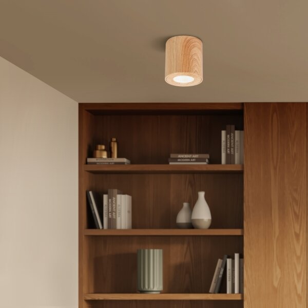 Brilagi -Luce Spot da bagno MIA 1xGU10/30W/230V 84x80 mm decorazioni in rovere IP44