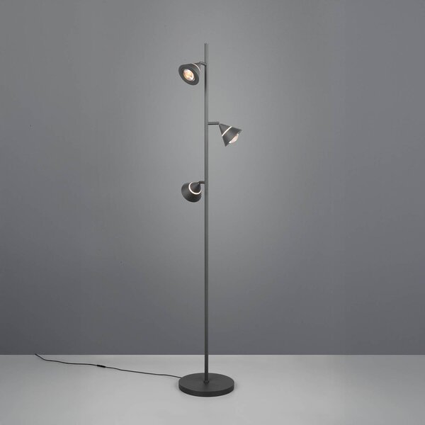 Trio Lighting Lampada da terra a LED Romeo, dimmerabile, Nero, Soggiorno / Sala da pranzo, Metallo, Moderno, Lampada LED da terra