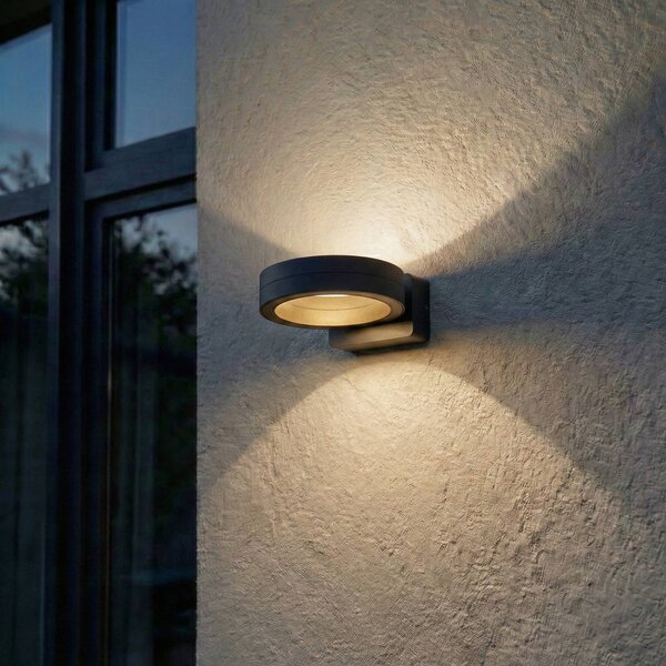 Applique da esterni a LED Selviro Lindby, Nero, Alluminio, Moderno, Applique LED da esterni