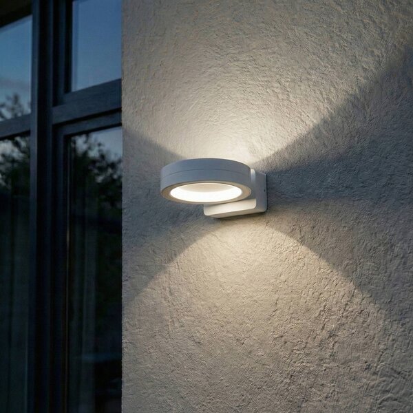 Applique da esterni a LED Selviro Lindby, Bianco / Opale, Alluminio, Moderno, Applique LED da esterni