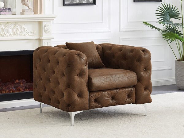 Poltrona chesterfield in Microfibra aspetto Pelle invecchiata - EDWINA