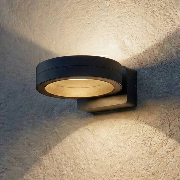 Applique da esterni a LED Selviro Lindby, Nero, Alluminio, Moderno, Applique LED da esterni