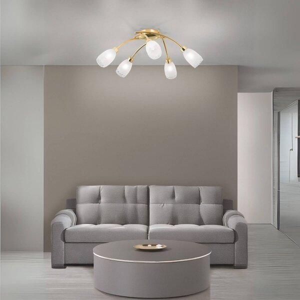 ORION Plafoniera soffitto CARLA, dimmerabile, Ottone / Oro, Soggiorno / Sala da pranzo, Metallo, Antico, Plafoniera