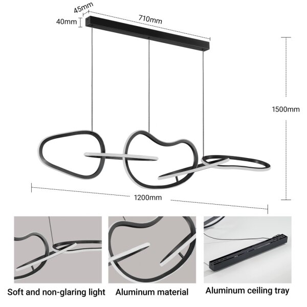 BRILAGI - lampada a sospensione LED dimmerabile su cavo SIGNATURE LED/80W/230V 120x25 cm nero + telecomando