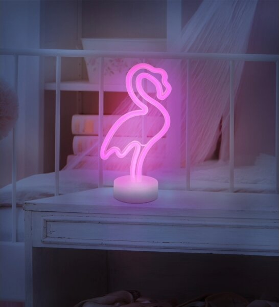 Globo 28064 - Decorazione da tavolo LED Neon FLAMINGO LED/2W/3xAA