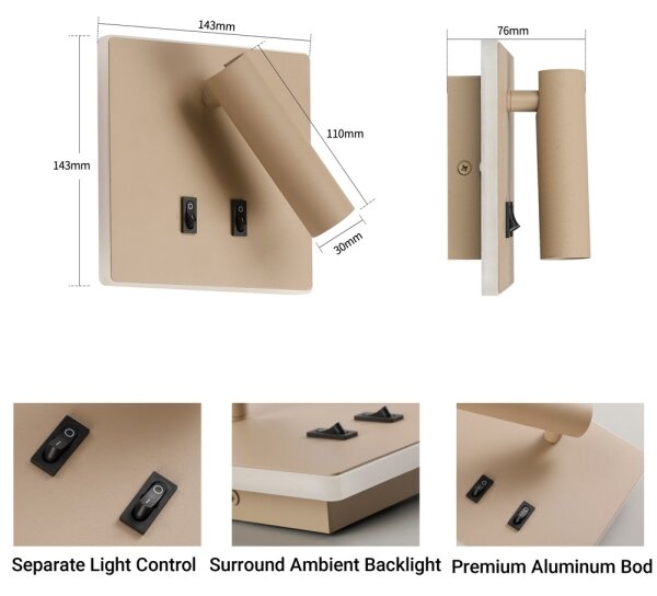 BRILAGI - Faretto da parete LED ZAYA DOUBLE LED/8W/230V + LED/3W beige