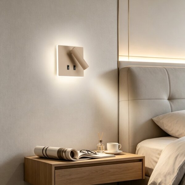 BRILAGI - Faretto da parete LED ZAYA DOUBLE LED/8W/230V + LED/3W beige