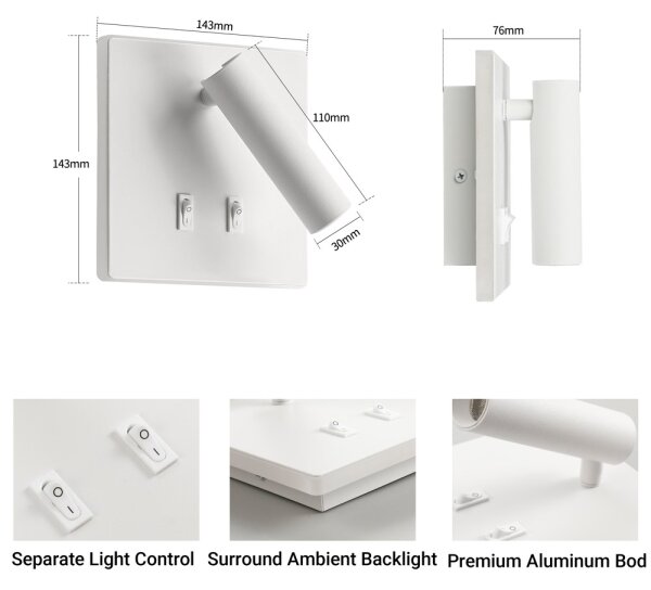 BRILAGI - Faretto LED da parete orientabile ZAYA DOUBLE LED/8W/230V + LED/3W bianco