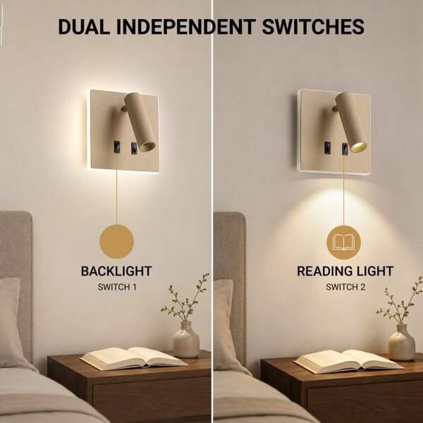BRILAGI - Faretto da parete LED ZAYA DOUBLE LED/8W/230V + LED/3W beige