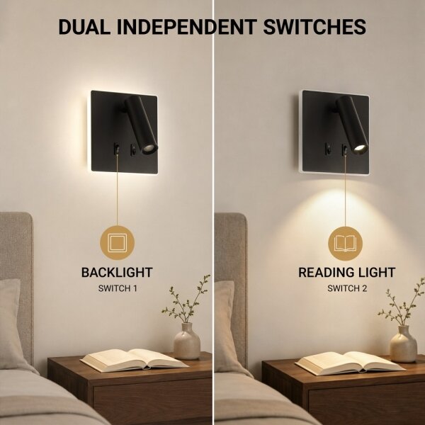 BRILAGI - LED Faretto da parete ZAYA DOUBLE LED/8W/230V + LED/3W nero