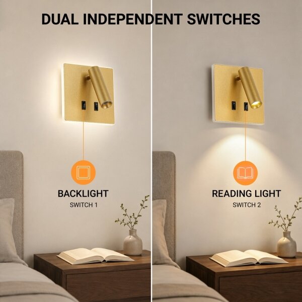BRILAGI - Faretto da parete LED ZAYA DOUBLE LED/8W/230V + LED/3W dorato