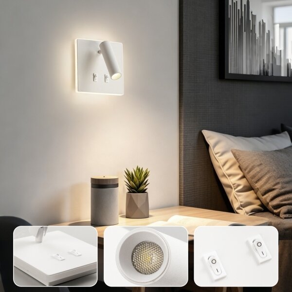 BRILAGI - Faretto LED da parete orientabile ZAYA DOUBLE LED/8W/230V + LED/3W bianco