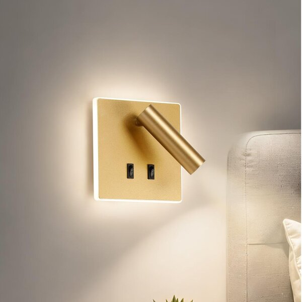 BRILAGI - Faretto da parete LED ZAYA DOUBLE LED/8W/230V + LED/3W dorato