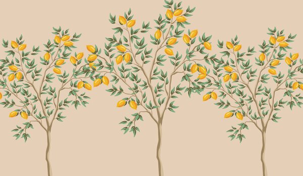 Carta da parati Albero di limone, sfondo beige, Carta da parati Cibo e bevande, w01661v1 : Uwalls.it