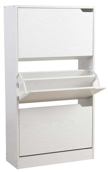 Scarpiera 3 Ante 63x24x115 cm a Doppia Profondità con Maniglie a Scomparsa in MDF Noce