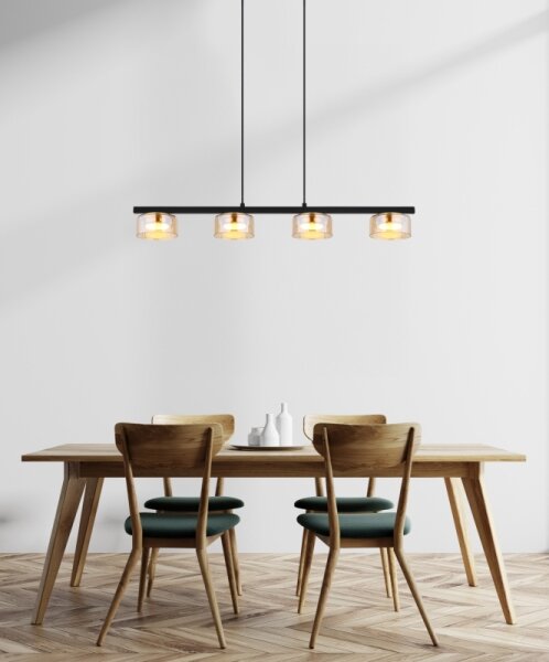 Globo 16055-4HG - Lampadario LED a sospensione con filo HIGGINS 4xGX53/6W/230V fumé/marrone
