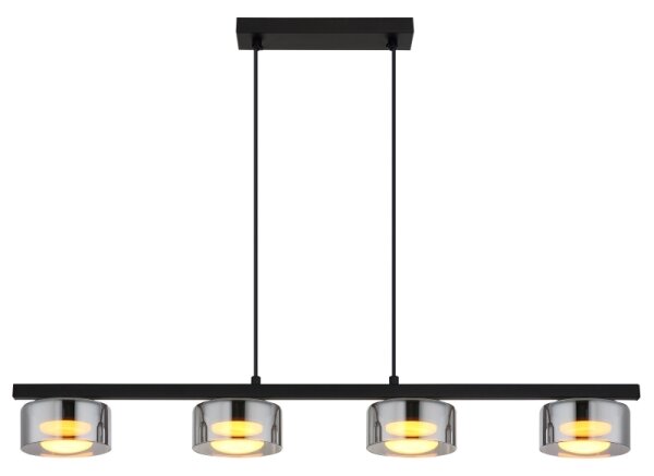 Globo 16055-4HS - Lampadario LED a sospensione con filo HIGGINS 4xGX53/6W/230V fumé/nero