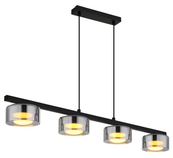 Globo 16055-4HS - Lampadario LED a sospensione con filo HIGGINS 4xGX53/6W/230V fumé/nero