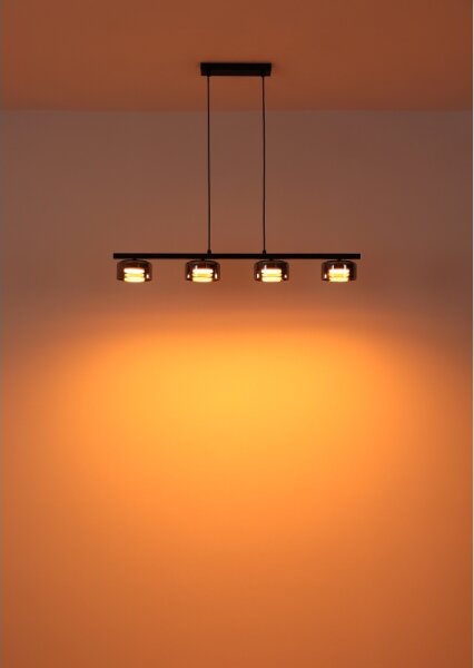 Globo 16055-4HS - Lampadario LED a sospensione con filo HIGGINS 4xGX53/6W/230V fumé/nero