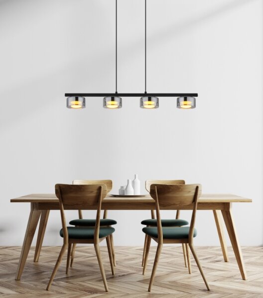 Globo 16055-4HS - Lampadario LED a sospensione con filo HIGGINS 4xGX53/6W/230V fumé/nero