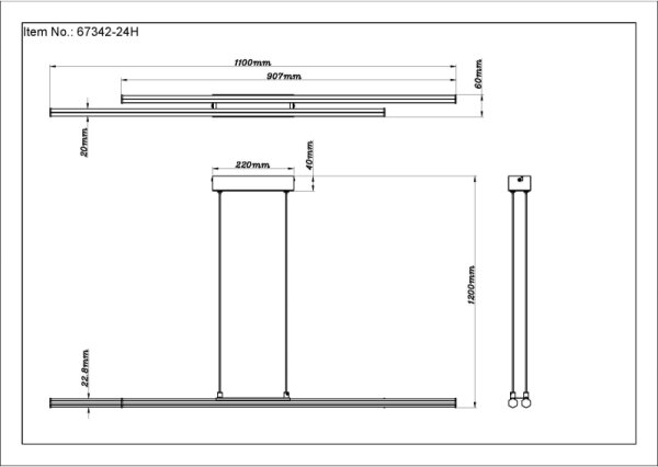 Globo 67342-24H - Lampadario LED a sospensione con filo KIRINA LED/24W/230V 3000K nero