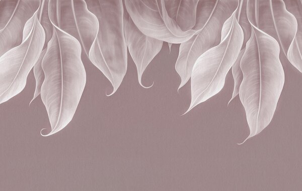 Carta da parati foglie grandi pendenti di colore rosa, Carta da parati 3D, Fotomurali Foglie 3D, w01680v2 : Uwalls.it
