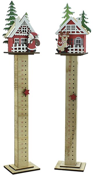 Calendario dell'Avvento da Terra 11x8x62 cm con LED in Legno Colori Assortiti