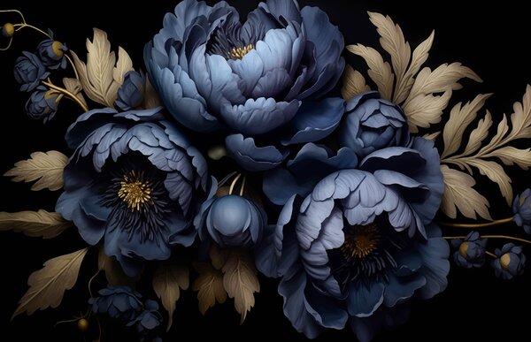 Carta da parati Peonie blu, Carta da parati Floreale, w01131 : Uwalls.it