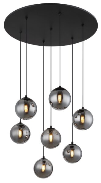Globo 56133-7H - Lampadario LED a sospensione con filo RIHA 7xG9/3,5W/230V fumé/nero