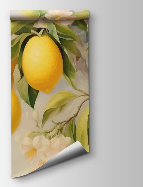 Carta da parati Pittura di limoni su un albero, Carta da parati Cibo e bevande, Carta da parati popolare, w01136 - Tapeko.it
