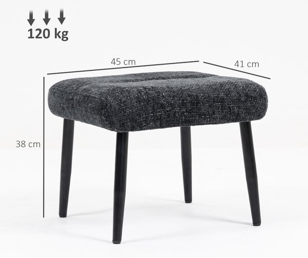 HOMCOM Poggiapiedi con cuscino morbido, Gambe in acciaio, in tessuto chenille, 45 x 41 x 38 cm, Grigio scuro | Aosom Italy