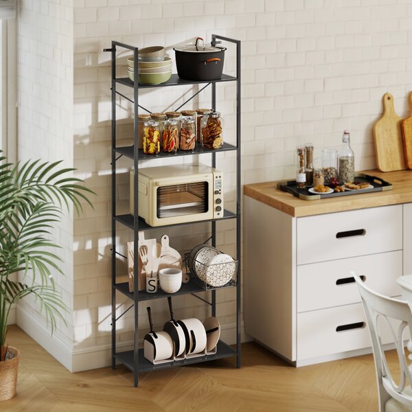 HOMCOM Libreria a 5 ripiani, in stile industriale con struttura metallica, 60x30x170,5 cm, Nero | Aosom Italy