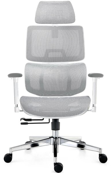 Sedia da ufficio ergonomica - Rete integrale - Supporto lombare - Bracciioli 3D regolabili - Bianca - Per ufficio domestico