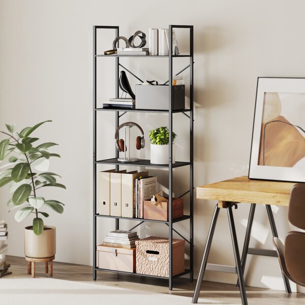 HOMCOM Libreria a 5 ripiani, in stile industriale con struttura metallica, 60x30x170,5 cm, Nero | Aosom Italy