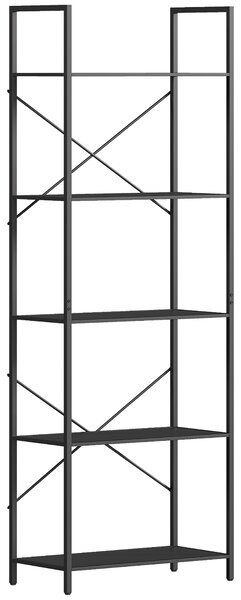 HOMCOM Libreria a 5 ripiani, in stile industriale con struttura metallica, 60x30x170,5 cm, Nero | Aosom Italy