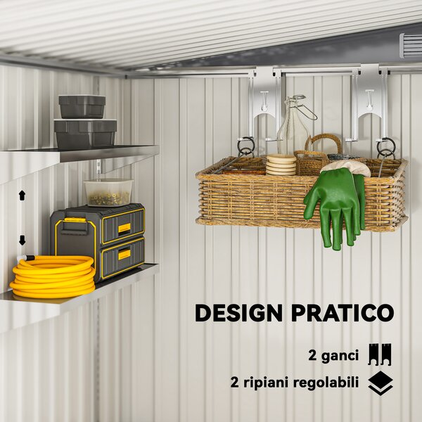 Outsunny Casetta da Giardino con Base, Porta Scorrevole e Tetto Inclinato, Capanno Attrezzi in Metallo, 1.5x2m, Grigio Scuro | Aosom Italy