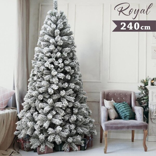 Albero di Natale Innevato Royal 240 cm 1413 Rami Super Folto Effetto Neve Bianco