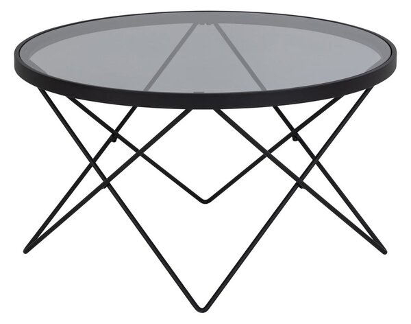 Tavolino nero con piano in vetro ø 80 cm Cuxton - Actona
