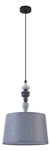 Lampada a sospensione Lindby Haldorin, grigio/nero, tessuto, Ø 34 cm