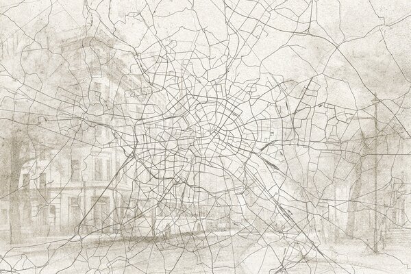 Carta da parati Mappa di una città, Carta da parati mappe del mondo, Carta da parati popolare, w01696 - Tapeko.it