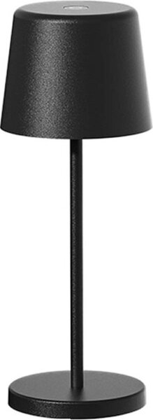 Mini lampada da tavolo touch a batteria in alluminio nero LED KELLY MINI BLACK bianco dimmerabile H22cm