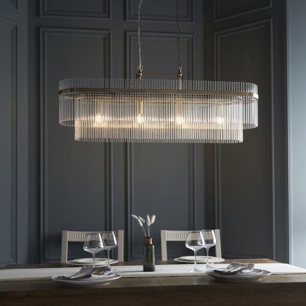 Endon 112573 - Lampadario a sospensione con catena MARIETTA 4xE14/6W/230V ottone/limpido