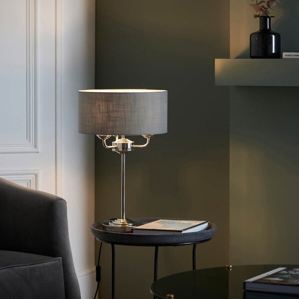 Endon 99149 - Lampada da tavolo HIGHCLERE 3xE14/18W/230V grigio/cromo lucido