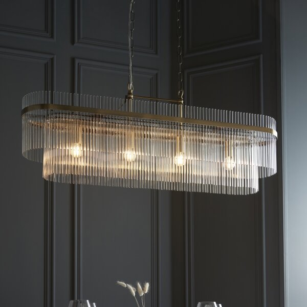 Endon 112573 - Lampadario a sospensione con catena MARIETTA 4xE14/6W/230V ottone/limpido