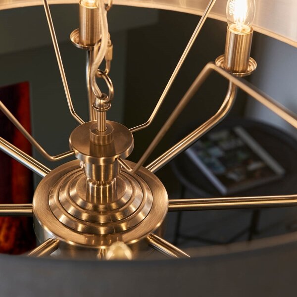Endon 99152 - Lampadario a sospensione con catena HIGHCLERE 8xE14/40W/230V grigio/cromo opaco
