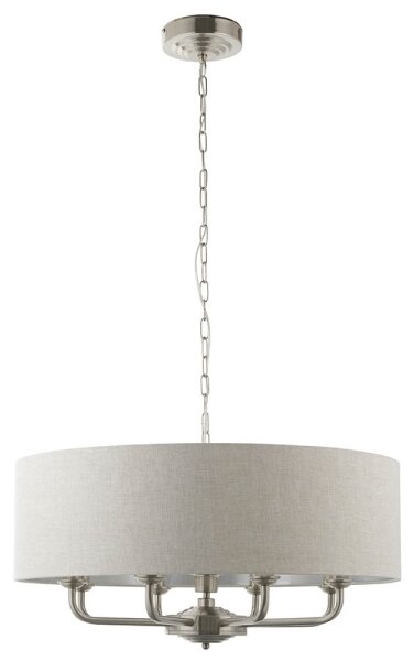 Endon 99152 - Lampadario a sospensione con catena HIGHCLERE 8xE14/40W/230V grigio/cromo opaco