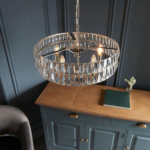 Endon 104467 - Lampadario a sospensione con catena CLIFTON 5xE14/6W/230V cromo lucido/limpido