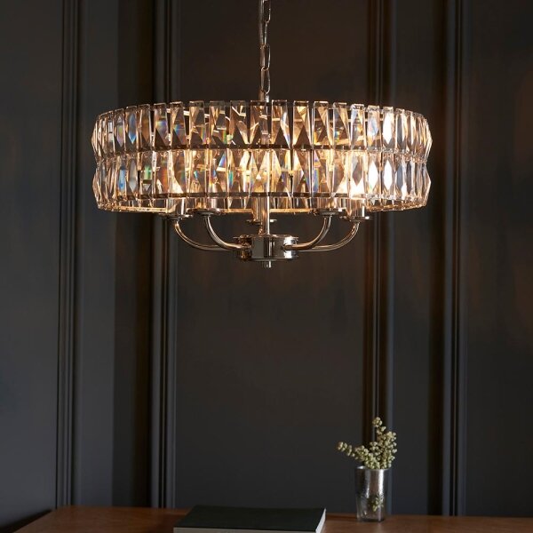 Endon 104467 - Lampadario a sospensione con catena CLIFTON 5xE14/6W/230V cromo lucido/limpido