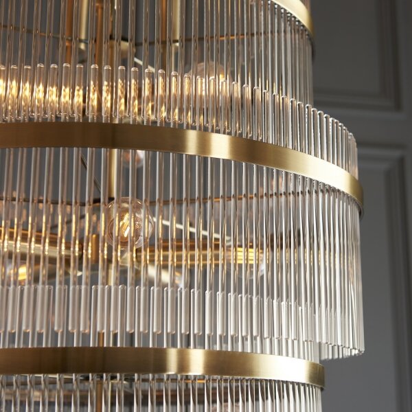 Endon 112793 - Lampadario a sospensione con catena MARIETTA GRAND 21xE14/6W/230V ottone/limpido